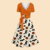 Halloween Witch Teacher Suspender Long Skirt Top Suit