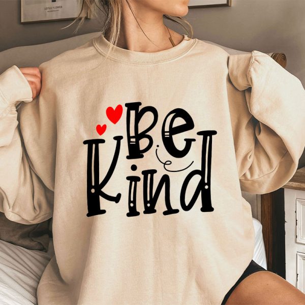 Be Kind Red Heart Teacher Sweatshirt