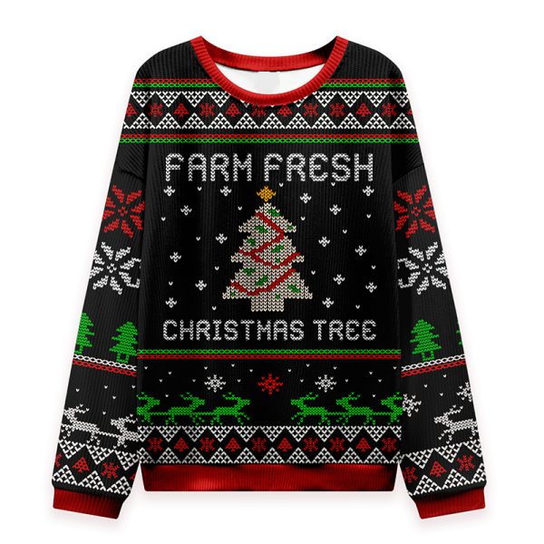 Farm Fresh Christmas Tree Teacher Ungly Knit Sweatshirt