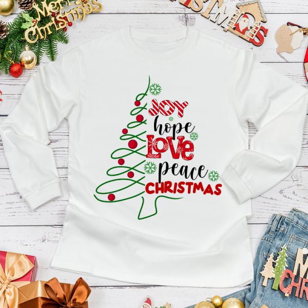 Joy Hope Love Peace Christmas Teacher Long Sleeve T-Shirt