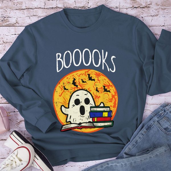 Booooks Ghost Reading Teacher Long Sleeve T-Shirt
