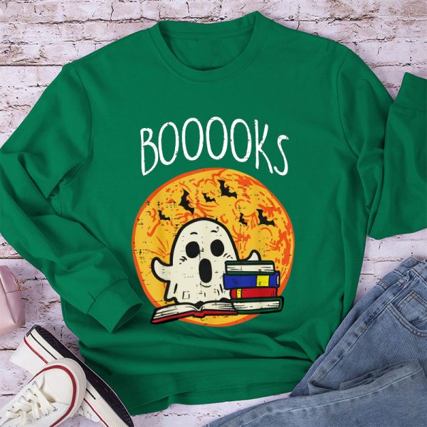 Booooks Ghost Reading Teacher Long Sleeve T-Shirt