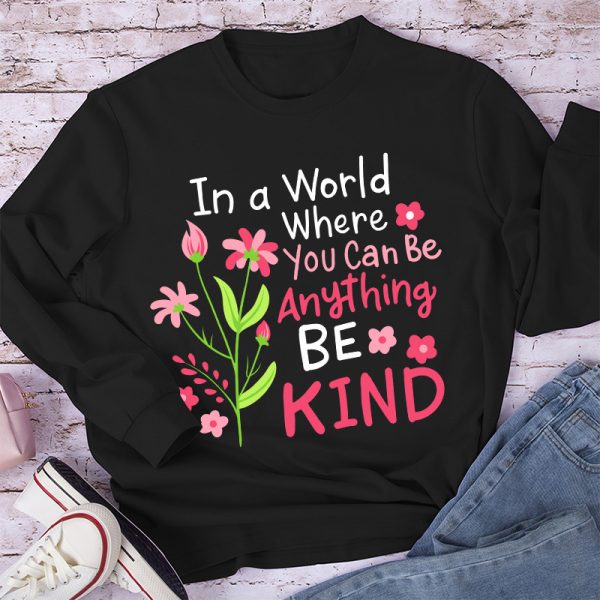 Be Kind Pink Flower Teacher Long Sleeve T-Shirt