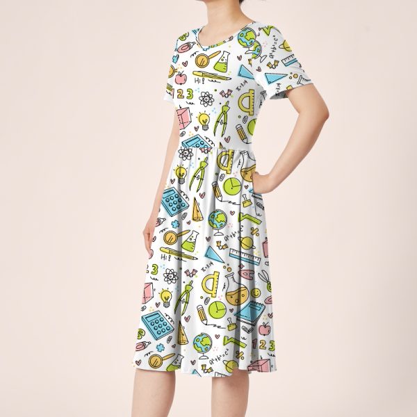 My Good Helper In Mathematics Teacher Printed One Piece Dress